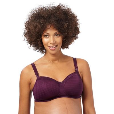 Pack of two purple and nude burnout stripe padded nursing bras